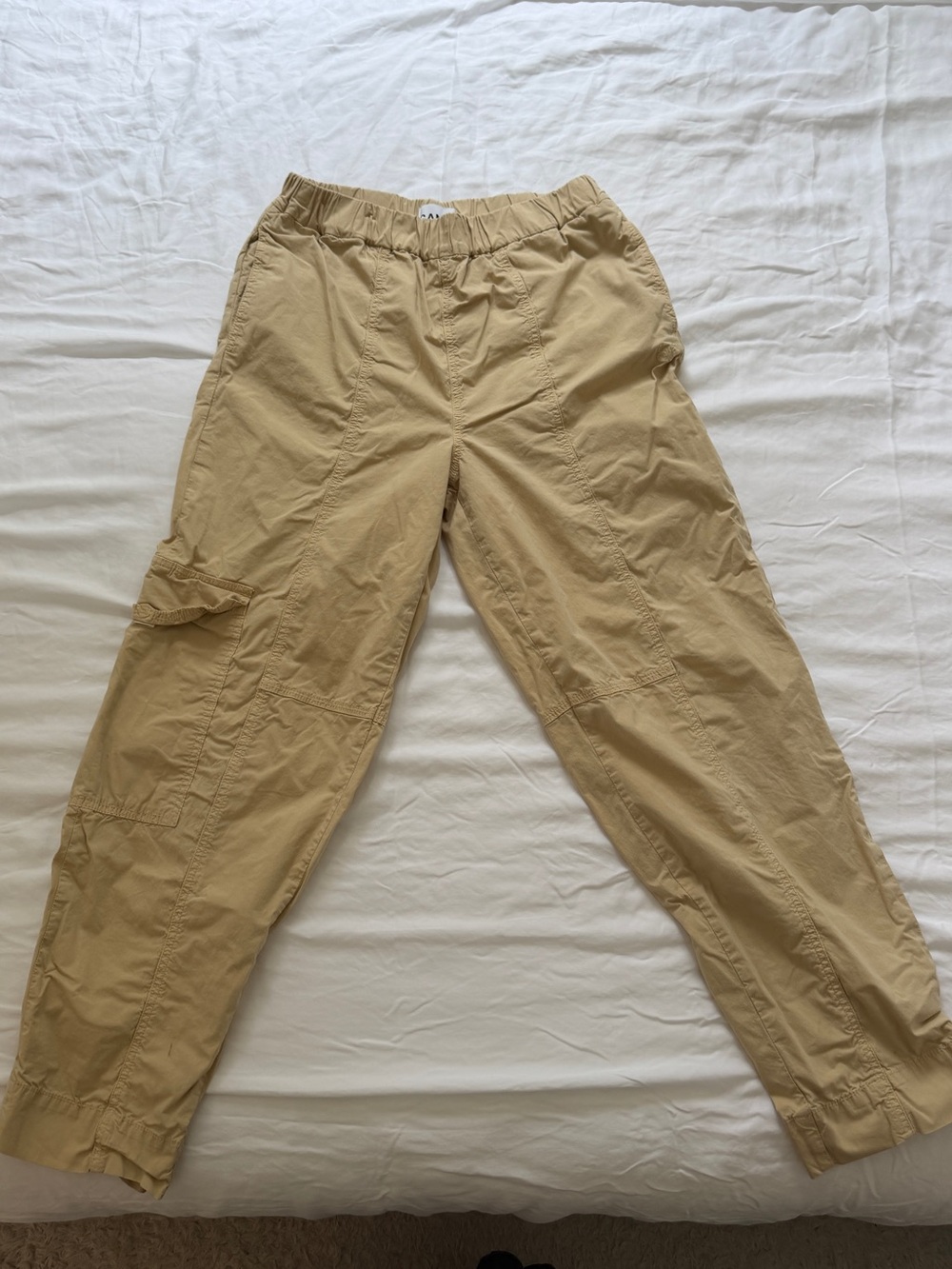 Ganni Tan Boot‑Cut Cargo Pants